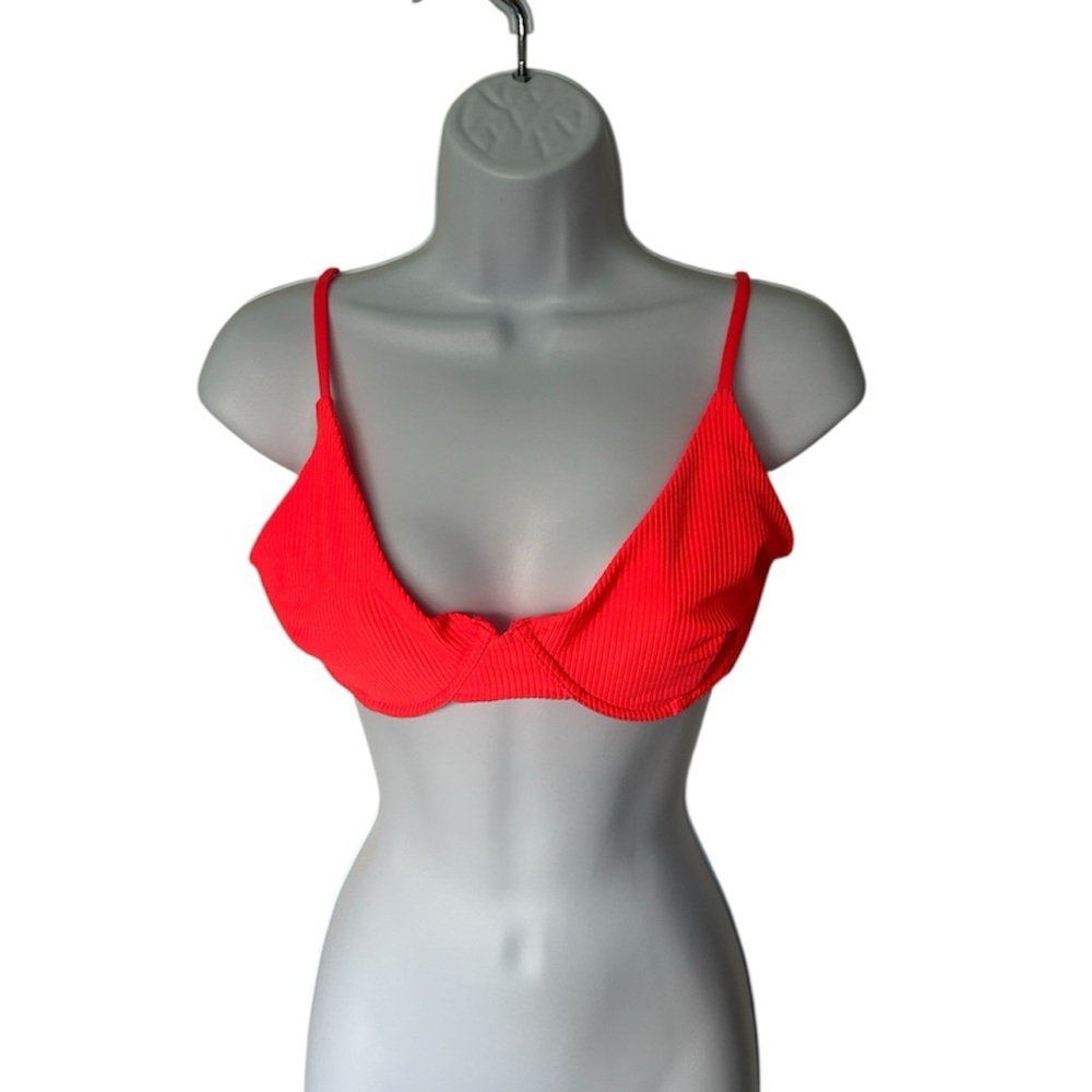 NWT JMP The Label Newport Bikini Top Heat Wave Neon Orange Size L - Picture 2 of 6